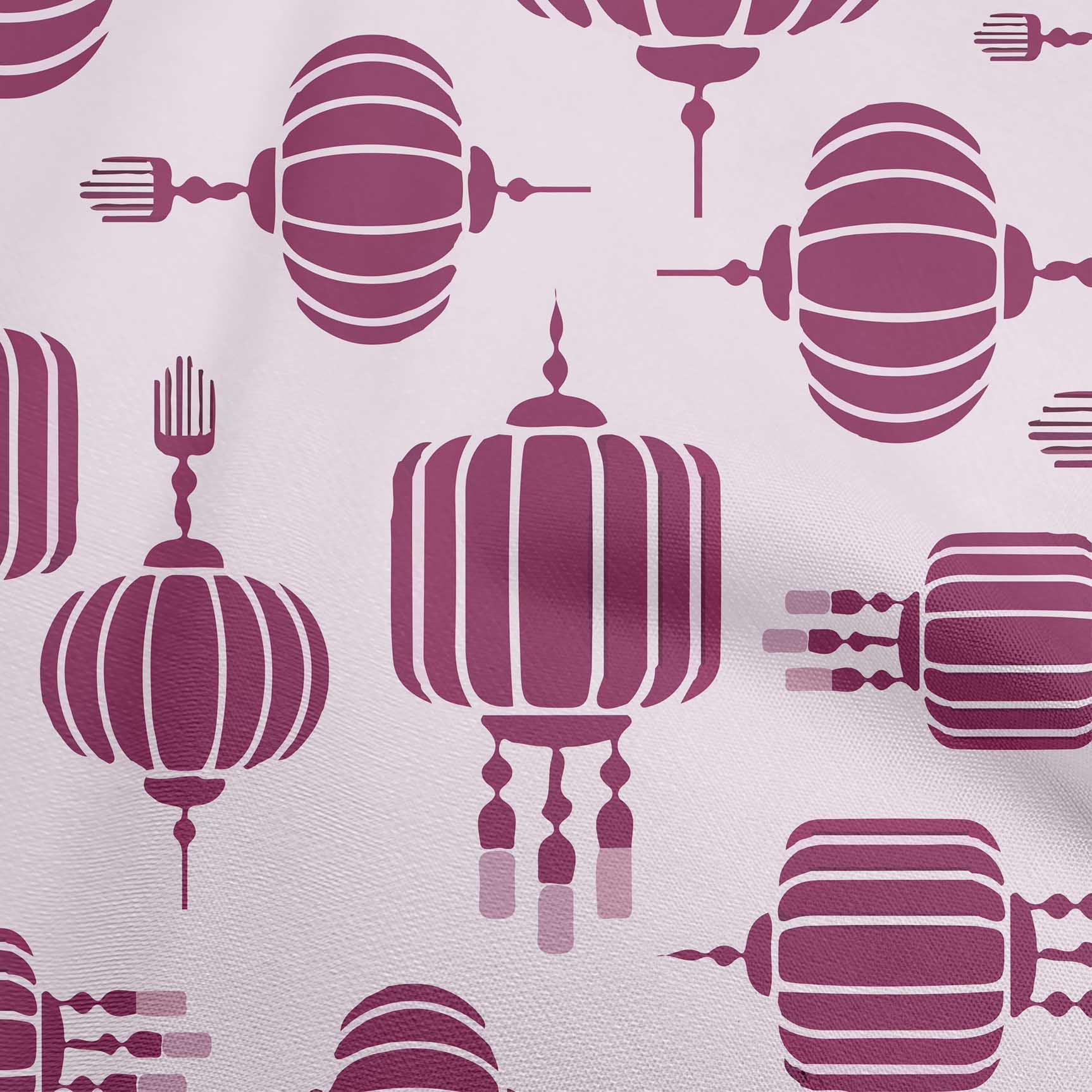 oneOone Cotton Poplin Dark Magenta Fabric Asian Japanese Floral Lamp ...