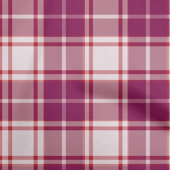 oneOone Cotton Poplin Dark Magenta Fabric Check Plaid Diy Clothing Quilting Fabric Print Fabric By Yard 56 Inch Wide