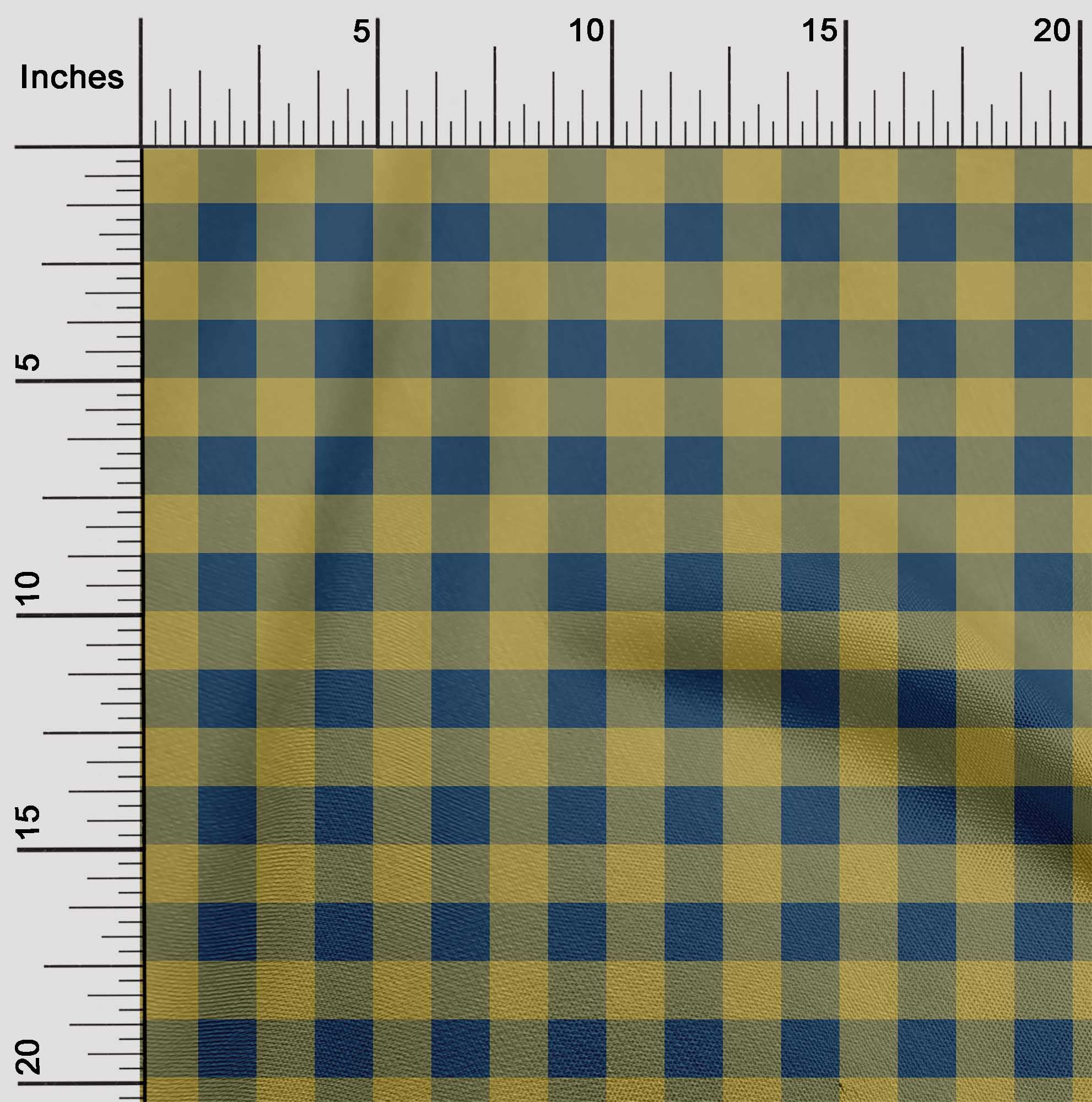 oneOone Cotton Poplin Dark Navy Blue Fabric Gingham Check Sewing Fabric ...