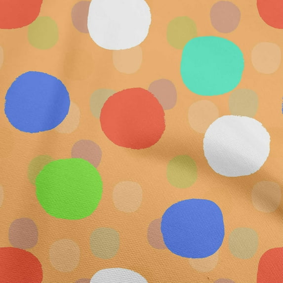 oneOone Cotton Poplin Dark Peach Fabric Polka Sewing Material Print Fabric By The Yard 56 Inch Wide