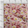 thumbnail image 1 of oneOone Cotton Poplin Dark Peach Fabric Stripe|Triangle & Daisy Floral Sewing Material Print Fabric By The Yard 56 Inch Wide, 1 of 4