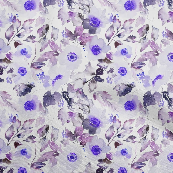 oneOone Cotton Poplin Dark Purple Fabric Florals Quilting Supplies Print Sewing Fabric By The Yard 42 Inch Wide