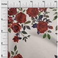 thumbnail image 1 of oneOone Cotton Poplin Dark Red Fabric Leaves & Rose Floral Sewing Material Print Fabric By The Yard 42 Inch Wide, 1 of 4