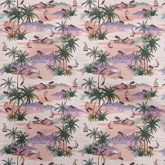 oneOone Cotton Poplin Dark Rose Brown Fabric Beach Hawai Sewing Fabric By The Yard Printed Diy Clothing Sewing Supplies 42 Inch Wide