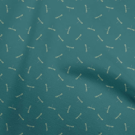 oneOone Cotton Poplin Dark Teal Green Fabric Dragonfly Fabric For Sewing Printed Craft Fabric By The Yard 42 Inch Wide