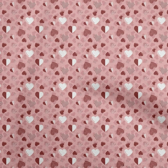 oneOone Cotton Poplin Dusty Pink Fabric Heart Quilting Supplies Print Sewing Fabric By The Yard 42 Inch Wide