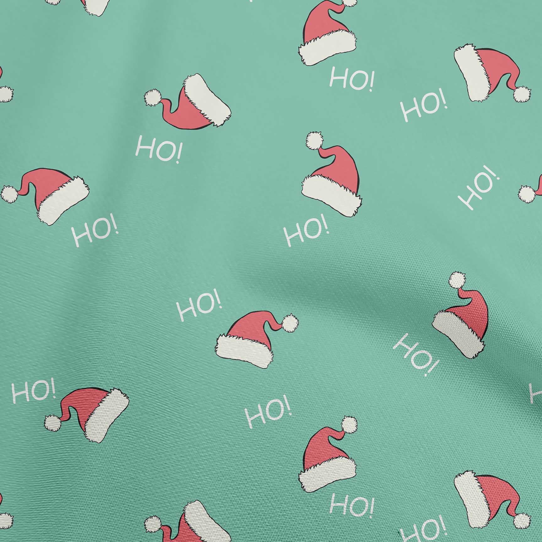 oneOone Cotton Poplin Dusty Teal Green Fabric Christmas Hats Dress Material Fabric Print Fabric By The Yard 56 Inch Wide