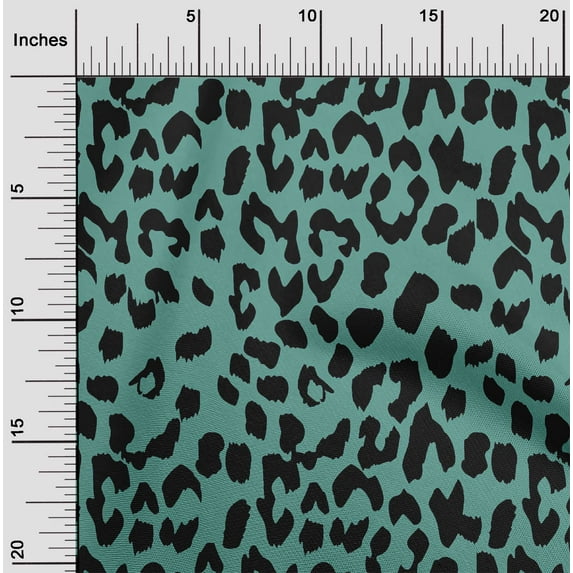 oneOone Cotton Poplin Dusty Teal Green Fabric Leopard Animal Skin Dress Material Fabric Print Fabric By The Yard 56 Inch Wide