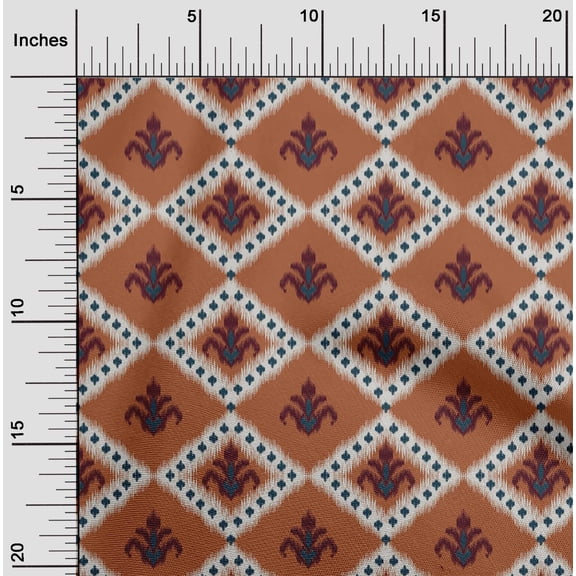 oneOone Cotton Poplin Fabric Argyle Ikat Print Sewing Fabric BTY 56 Inch Wide