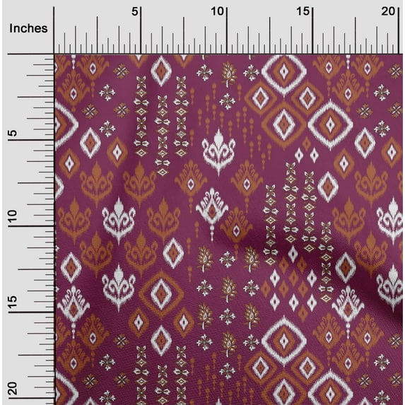 oneOone Cotton Poplin Fabric Block & Geometric Ikat Printed Fabric 1 Yard 42 Inch Wide