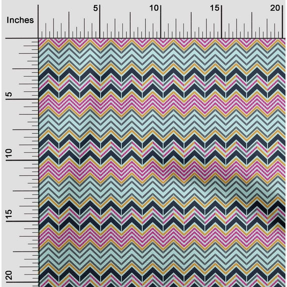 oneOone Cotton Poplin Fabric Chevron Geometric Print Fabric BTY 42 Inches Wide