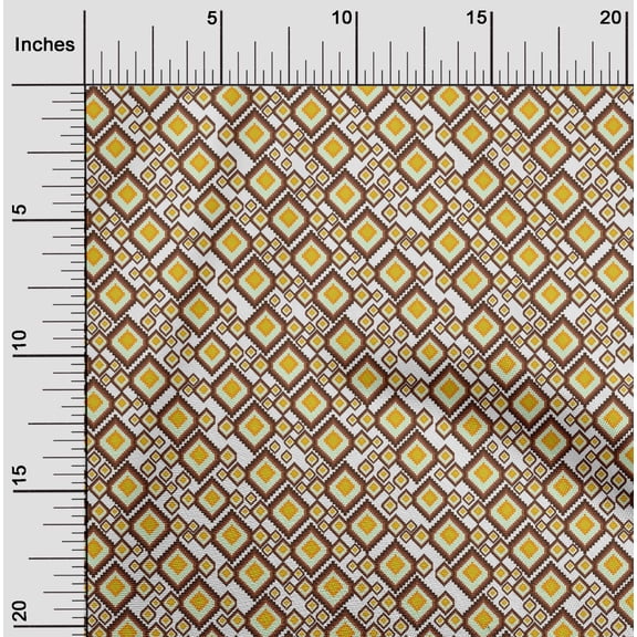 oneOone Cotton Poplin Fabric Diamond Flame Stitch Print Fabric BTY 42 Inch Wide