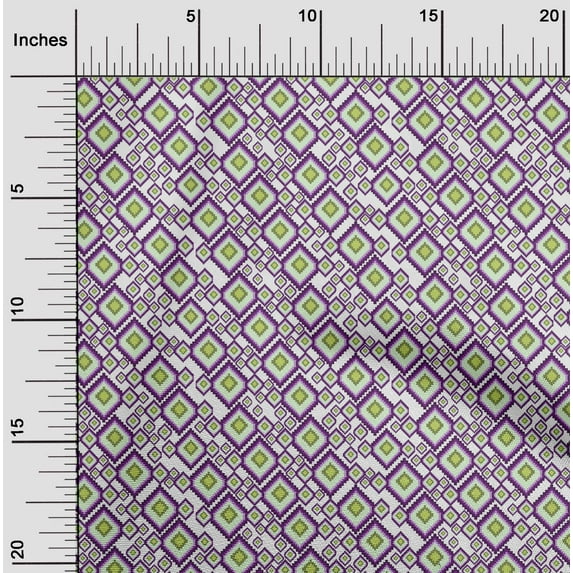 oneOone Cotton Poplin Fabric Diamond Flame Stitch Print Fabric By The Yard 56 Inch Wide