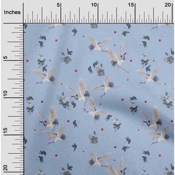 oneOone Cotton Poplin Fabric Dot|Floral & Stork Bird Print Fabric BTY 56 Inch Wide