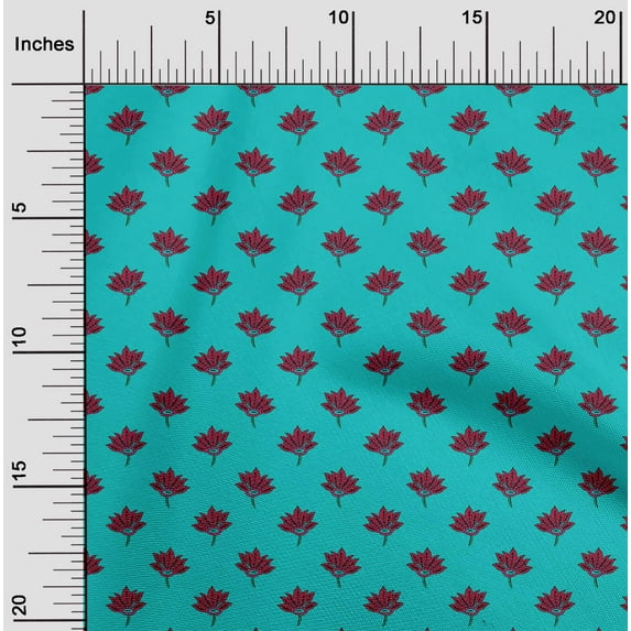 oneOone Cotton Poplin Fabric Floral Block Print Fabric By The Yard 56 Inch Wide