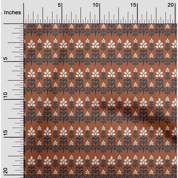 oneOone Cotton Poplin Fabric Floral Ikat Decor Fabric Printed BTY 42 Inch Wide