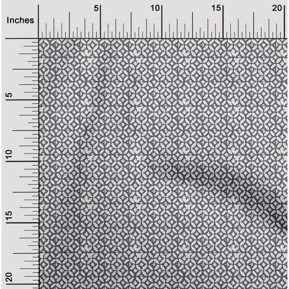 oneOone Cotton Poplin Fabric Geometric Block Printed Fabric 1 Yard 56 Inch Wide