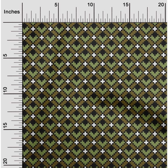 oneOone Cotton Poplin Fabric Geometric Flame Stitch Print Fabric BTY 56 Inch Wide