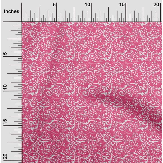 oneOone Cotton Poplin Fabric Leaves & Floral Block Printed Craft Fabric BTY 42 Inch Wide
