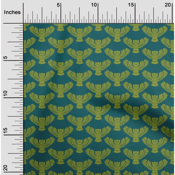 oneOone Cotton Poplin Fabric Owl Block Print Fabric BTY 56 Inch Wide