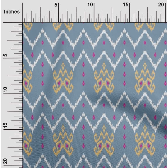 oneOone Cotton Poplin Fabric Paisley & Chevron Ikat Decor Fabric Printed BTY 56 Inch Wide