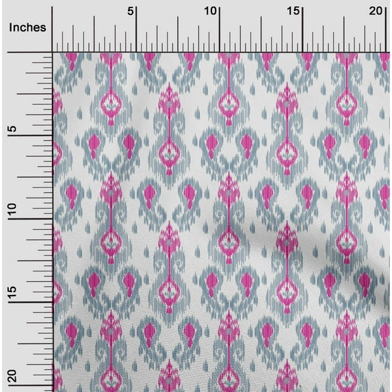 oneOone Cotton Poplin Fabric Paisley Ikat Print Fabric BTY 56 Inch Wide