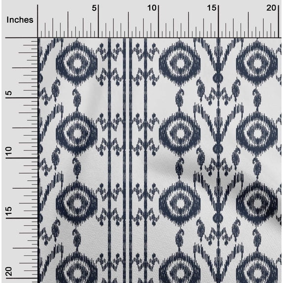 oneOone Cotton Poplin Fabric Paisley|Stripe & Circle Ikat Print Sewing Fabric BTY 42 Inch Wide
