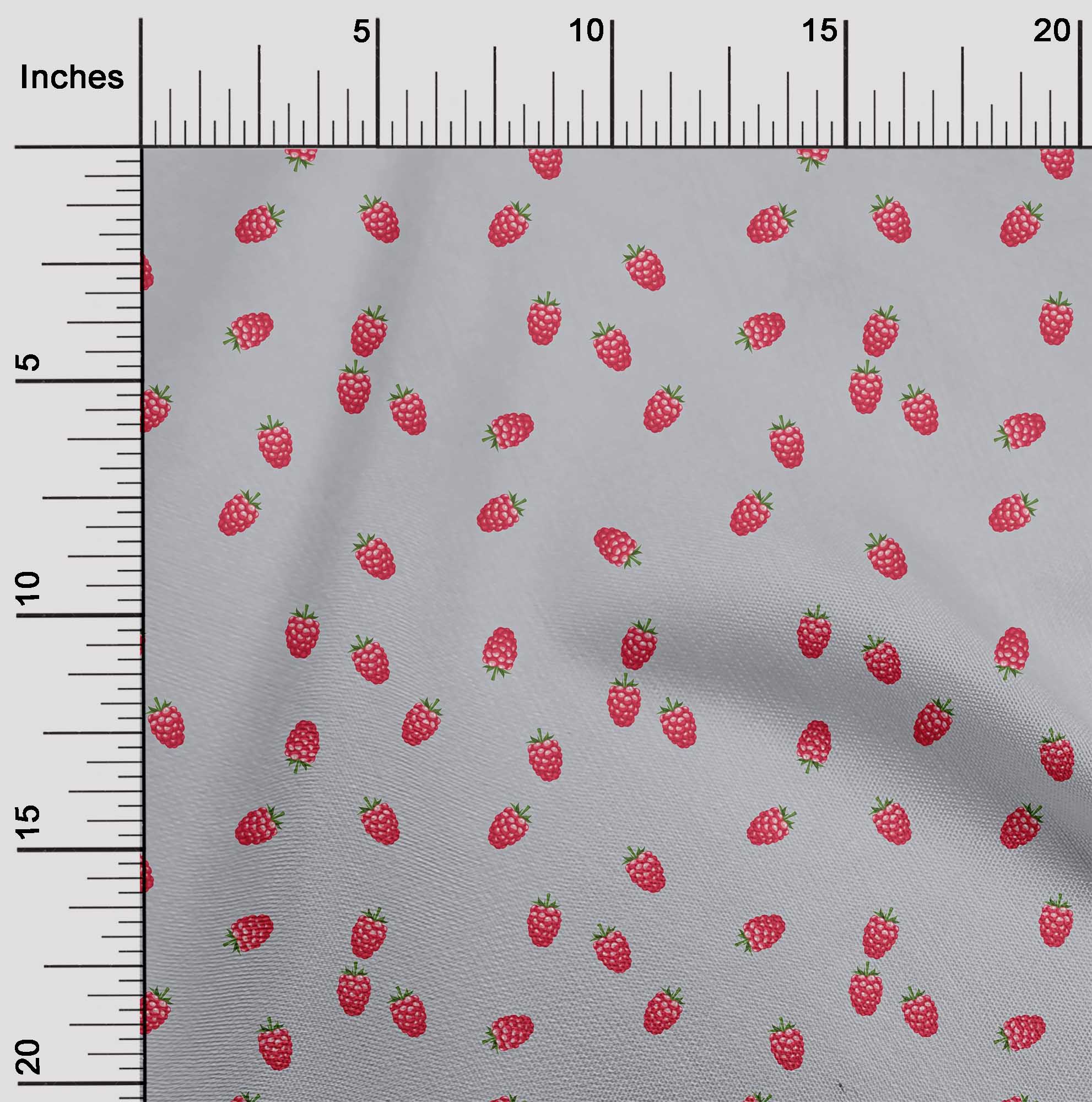 oneOone Cotton Poplin Fabric Raspberry Fruit Fabric Prints by Yard 42 ...