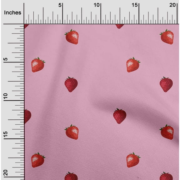 oneOone Cotton Poplin Fabric Strawberry Fruit Decor Fabric Printed BTY 56 Inch Wide