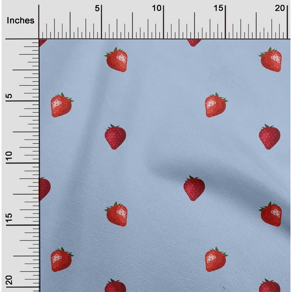oneOone Cotton Poplin Fabric Strawberry Fruit Printed Fabric 1 Yard 42 Inch Wide