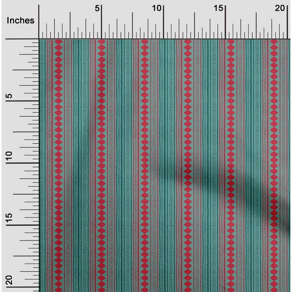 oneOone Cotton Poplin Fabric Stripe & Diamond Block Decor Fabric Printed BTY 56 Inch Wide
