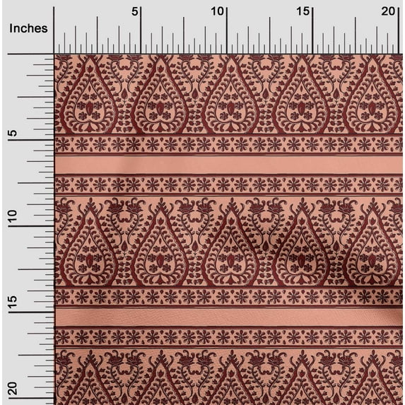 oneOone Cotton Poplin Fabric Stripe|Leaves & Floral Block Print Fabric By Yard 42 Inch Wide