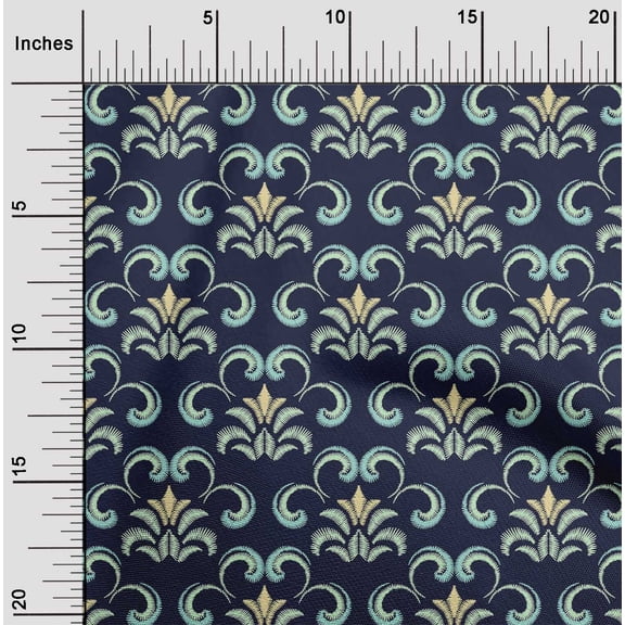 oneOone Cotton Poplin Fabric Swirl & Floral Artistic Printed Craft Fabric BTY 56 Inch Wide