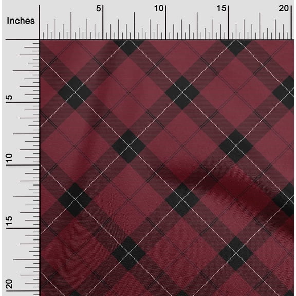 oneOone Cotton Poplin Fabric Tartan Check Print Fabric By The Yard 56 Inch Wide