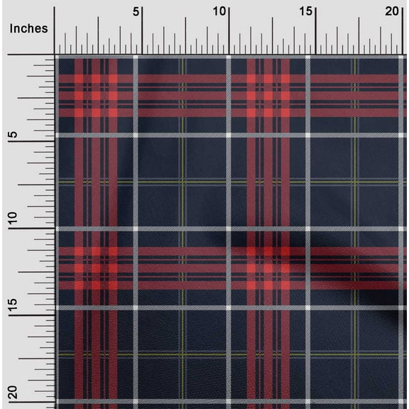 oneOone Cotton Poplin Fabric Tartan Check Print Sewing Fabric BTY 42 Inch Wide
