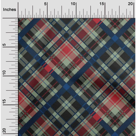 oneOone Cotton Poplin Fabric Tartan Check Printed Fabric 1 Yard 42 Inch Wide