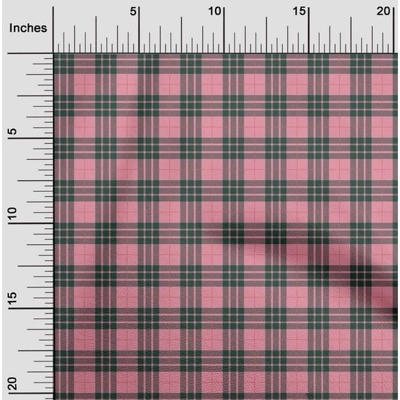 oneOone Cotton Poplin Fabric Tartan Check Printed Fabric 1 Yard 42 Inch Wide