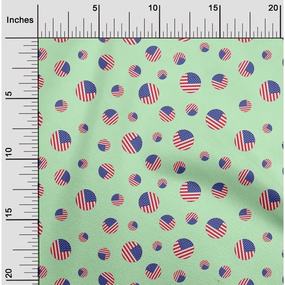 oneOone Cotton Poplin Fabric USA Flag Circles Country Flag Decor Fabric Printed BTY 42 Inch Wide