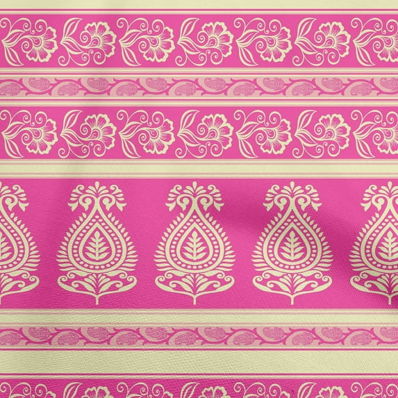 oneOone Cotton Poplin Fuschia Pink Fabric Asian Block Quilting Supplies Print Sewing Fabric By The Yard 56 Inch Wide
