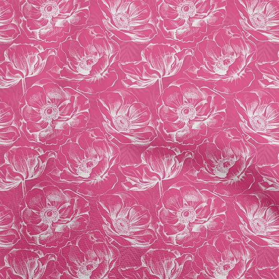 oneOone Cotton Poplin Fuschia Pink Fabric Floral Quilting Supplies Print Sewing Fabric By The Yard 42 Inch Wide