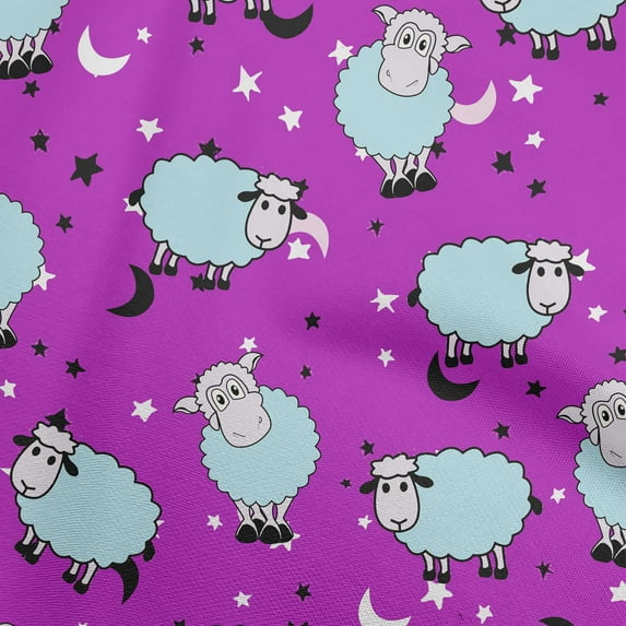 oneOone Cotton Poplin Fuschia Pink Fabric Kids Sheep Fabric For Sewing Printed Craft Fabric By The Yard 56 Inch Wide