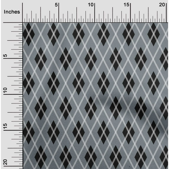 oneOone Cotton Poplin Gray Fabric Argyle Check Diy Clothing Quilting Fabric Print Fabric By Yard 56 Inches Wide