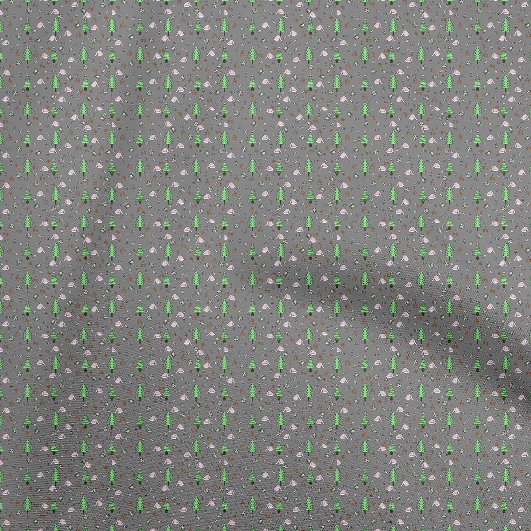 oneOone Cotton Poplin Gray Fabric Christmas Sewing Material Print Fabric By The Yard 56 Inch Wide