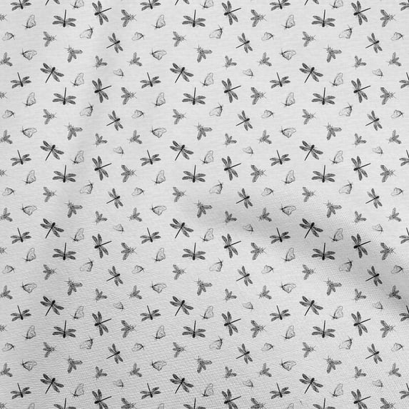oneOone Cotton Poplin Gray Fabric Dragonfly Craft Projects Decor Fabric Printed By The Yard 56 Inch Wide