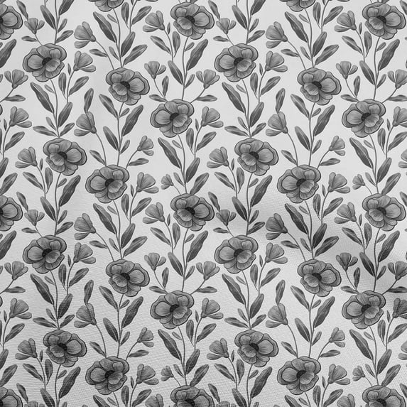 oneOone Cotton Poplin Gray Fabric Floral Sewing Material Print Fabric By The Yard 42 Inch Wide