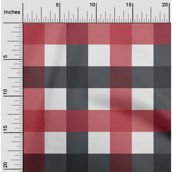 oneOone Cotton Poplin Gray Fabric Gingham Check Sewing Craft Projects Fabric Prints By Yard 56 Inches Wide