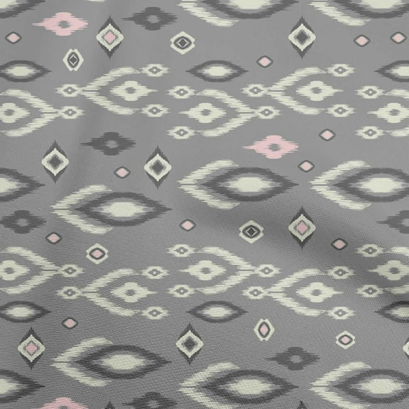 oneOone Cotton Poplin Gray Fabric Ikat Sewing Material Print Fabric By The Yard 56 Inch Wide