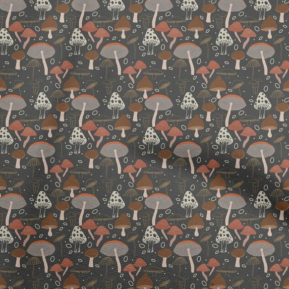 oneOone Cotton Poplin Gray Fabric Mushroom Diy Clothing Quilting Fabric Print Fabric By Yard 56 Inch Wide
