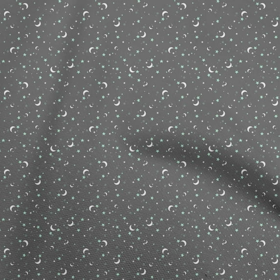 oneOone Cotton Poplin Gray Fabric Stars Craft Projects Decor Fabric Printed By The Yard 56 Inch Wide