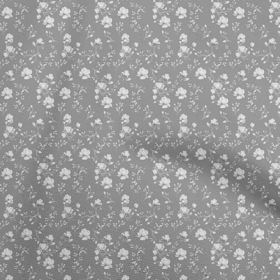 oneOone Cotton Poplin Gray Fabric Watercolor Floral Dress Material Fabric Print Fabric By The Yard 56 Inch Wide